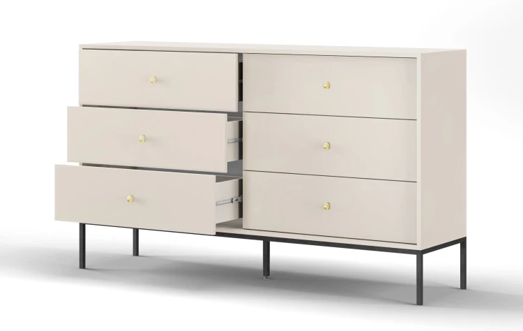 komoda-movo-bezowa-stelaz-czarny-154-cm-bok-otwarta.webp