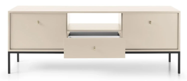 szafka-rtv-movo-bezowa-stelaz-czarny-154-cm-front-otwarta.webp