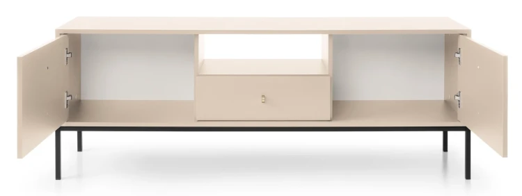 szafka-rtv-movo-bezowa-stelaz-czarny-154-cm-front-otwarta-2.webp