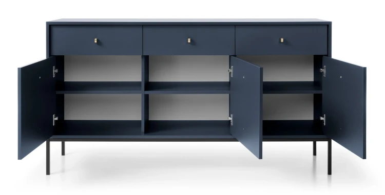 komoda-movo-granatowa-stelaz-czarny-154-cm-front-otwarta-2.webp