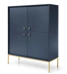 Komoda Movo granatowa 104 cm ze złotym stelażem