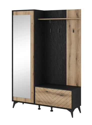 garderoba-134-cm-divero-z-lustrem-dab-evoke-czarny-grafit-bok.webp