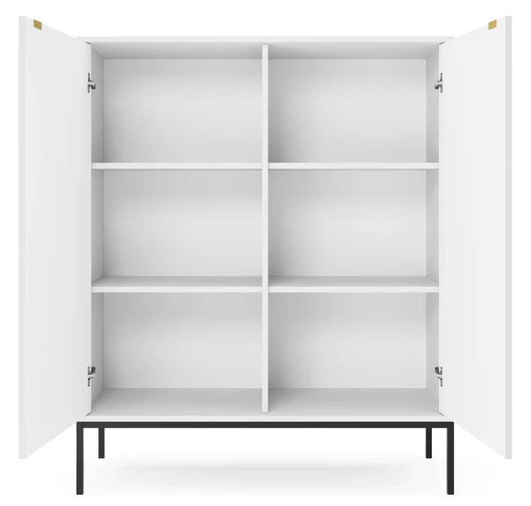 komoda-nilo-bialy-stelaz-czarny-104-cm-front-otwarta.webp