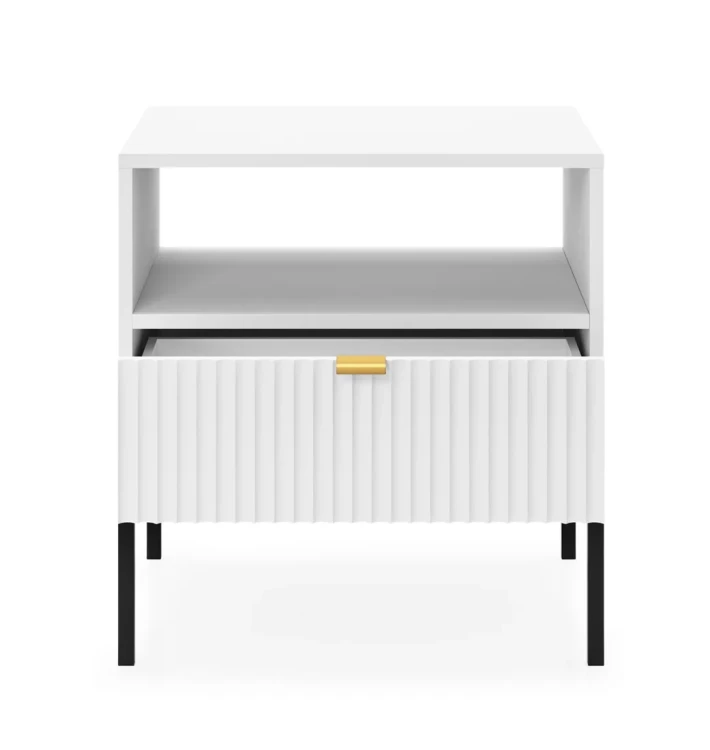 stolik-nocny-nilo-bialy-stelaz-czarny-54-cm-front-otwarta.webp
