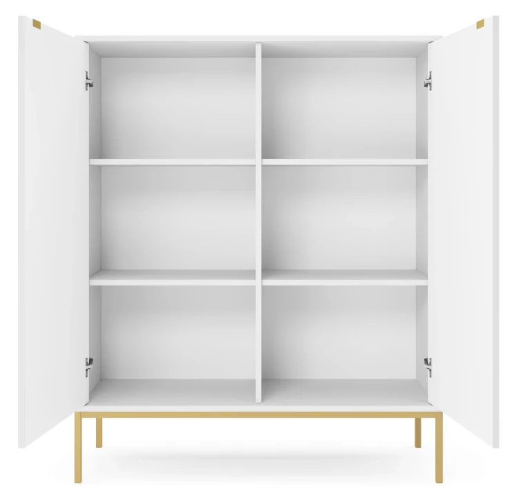 komoda-nilo-bialy-stelaz-zloty-104-cm-front-otwarta.webp