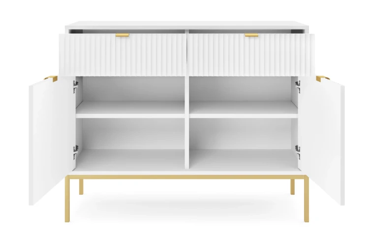 komoda-nilo-bialy-stelaz-zloty-104-cm-front-otwarta-2.webp