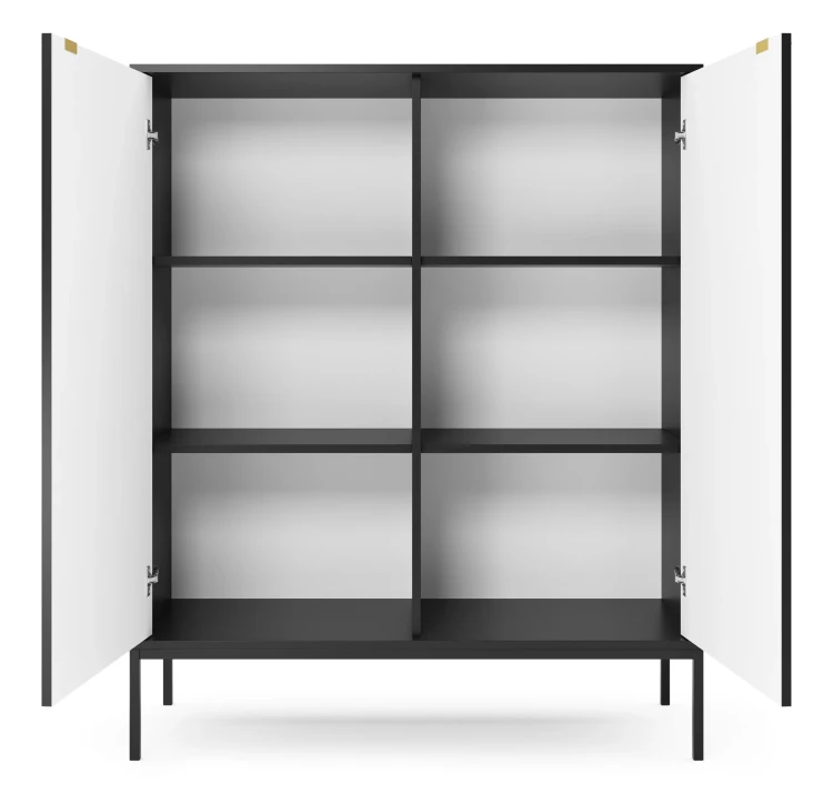 komoda-nilo-czarna-stelaz-czarny-104-cm-front-otwarta.webp