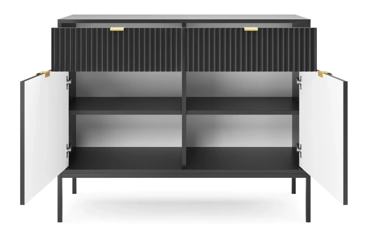komoda-nilo-czarna-stelaz-czarny-104-cm-front-otwarta-2.webp
