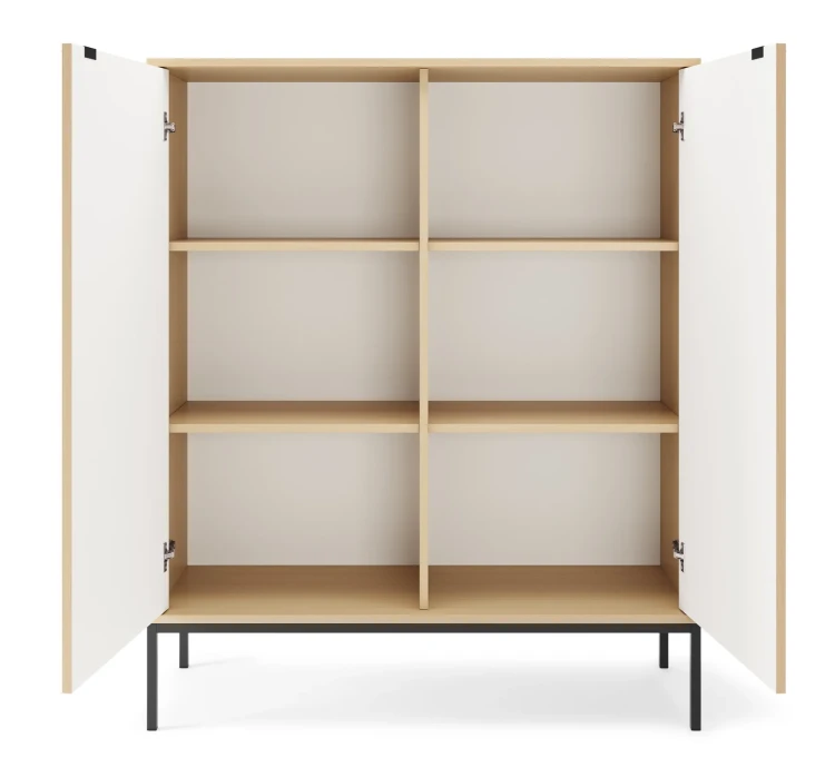 komoda-nilo-dab-vicenza-stelaz-czarny-104-cm-front-otwarta.webp