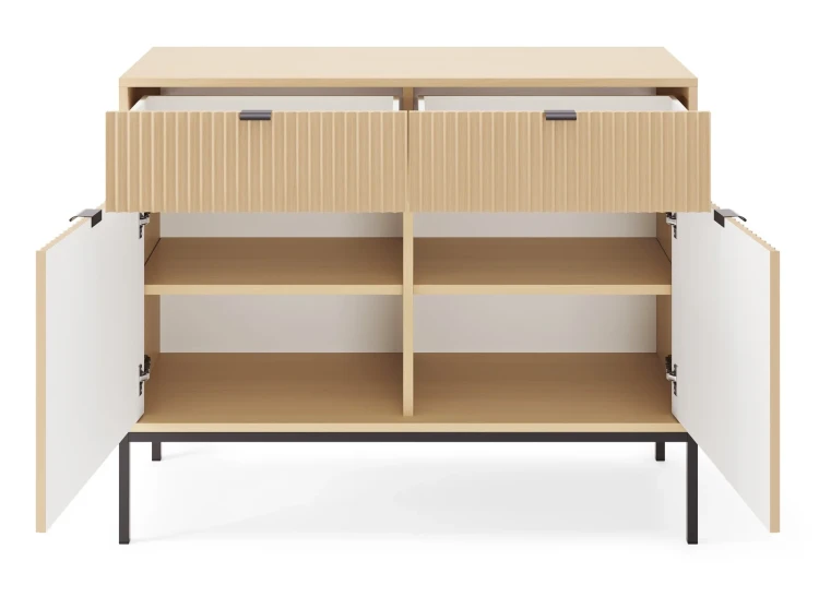 komoda-nilo-dab-vicenza-stelaz-czarny-104-cm-front-otwarta-2.webp