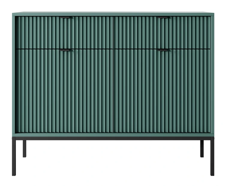 komoda-nilo-zielona-stelaz-czarny-uchwyt-czarny-104-cm-front-2.webp