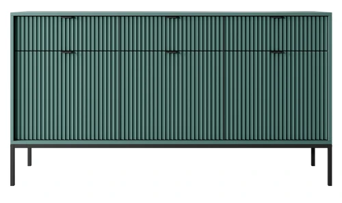 komoda-nilo-zielona-stelaz-czarny-uchwyt-czarny-154-cm-front.webp