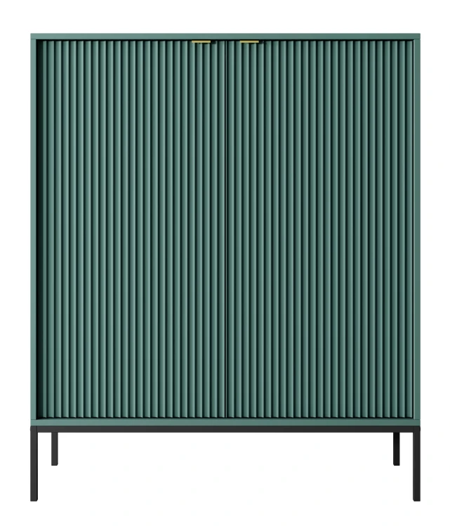 komoda-nilo-zielona-stelaz-czarny-uchwyt-zloty-104-cm-front.webp