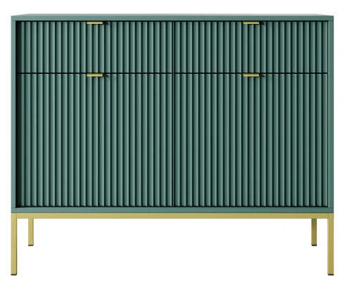 komoda-nilo-zielona-stelaz-zloty-uchwyt-zloty-104-cm-front-2.webp