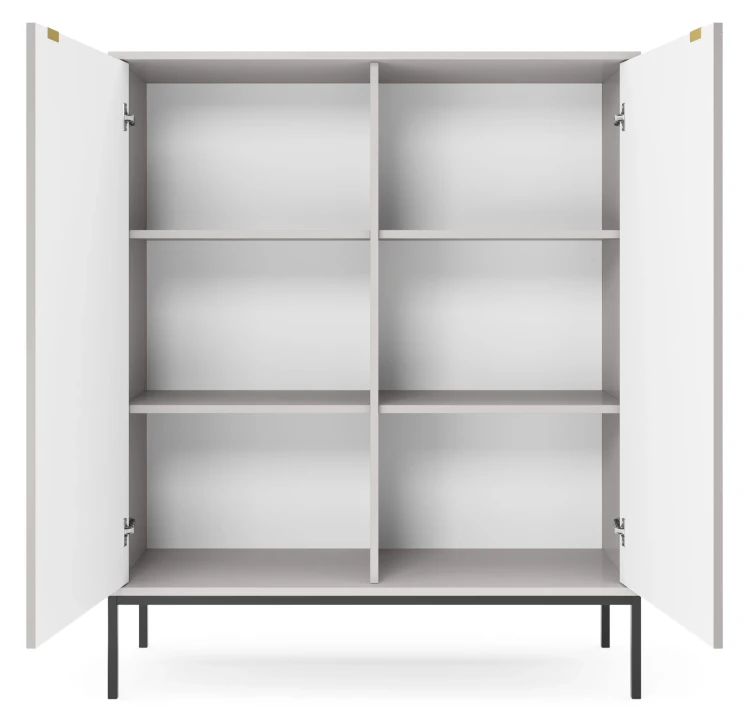 komoda-nilo-szara-stelaz-czarny-104-cm-front-otwarta.webp