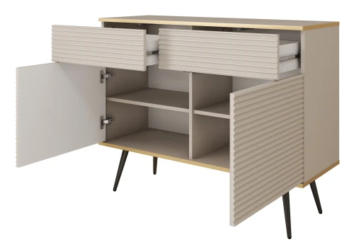 komoda-orvo-mdf-bezowa-stelaz-czarny-107-cm-bok-otwarta.webp