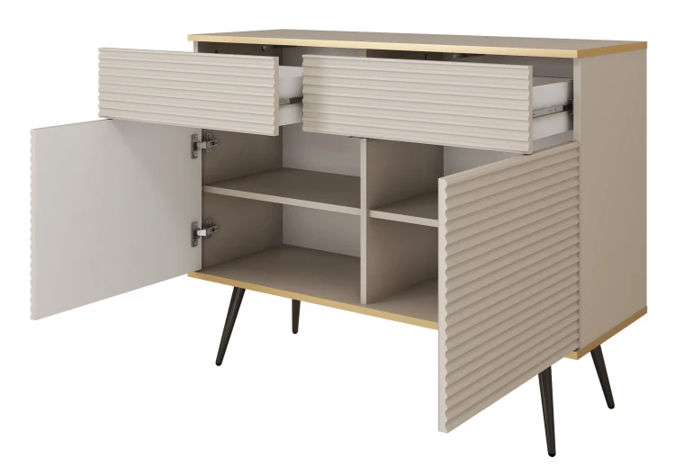komoda-orvo-mdf-bezowa-stelaz-czarny-107-cm-bok-otwarta.webp