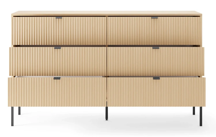 komoda-nilo-dab-vicenza-stelaz-czarny-154-cm-front-otwarta-2.webp