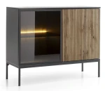 Komoda Savaro Czarna Dąb Wotan 104 cm z Witryną LED