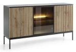 Komoda Savaro Czarna Dąb Wotan 154 cm z Witryną LED