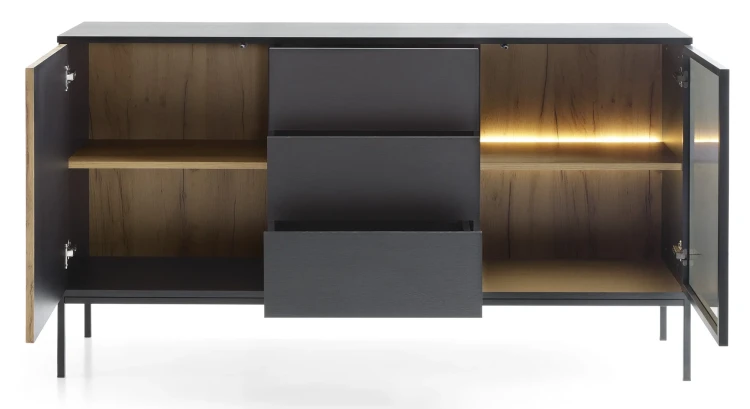 komoda-savaro-dab-wotan-czarny-154-cm-front-otwarta.webp