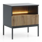 Stolik nocny Savaro czarny dąb wotan 54 cm z LED