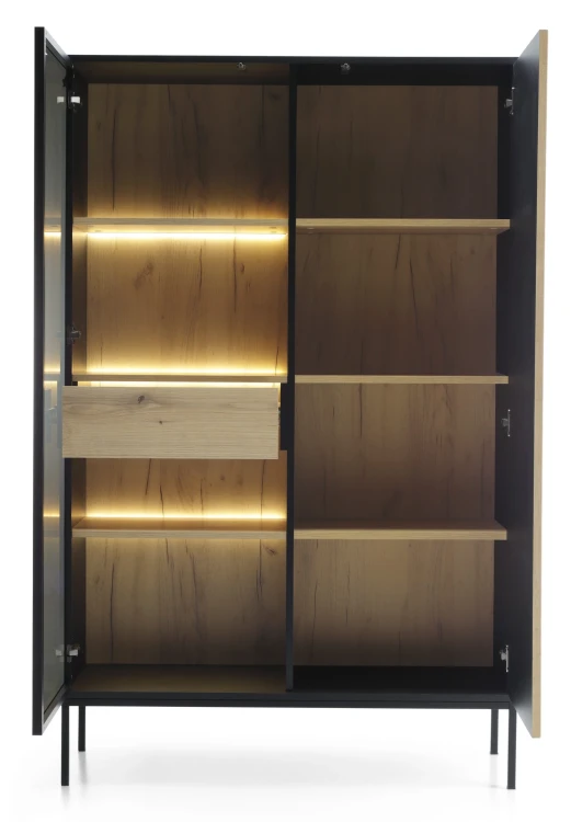 witryna-savaro-dab-wotan-czarny-104-cm-front-otwarta-2.webp