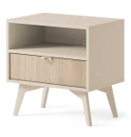 Stolik nocny Flora beż piaskowy 54 cm jodełka scandi