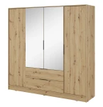 Szafa Kavio Dąb Artisan 206 cm 4 Drzwi Lustro 2 Szuflady