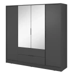 Szafa Kavio Grafit 206 cm 4 Drzwi Lustro 2 Szuflady