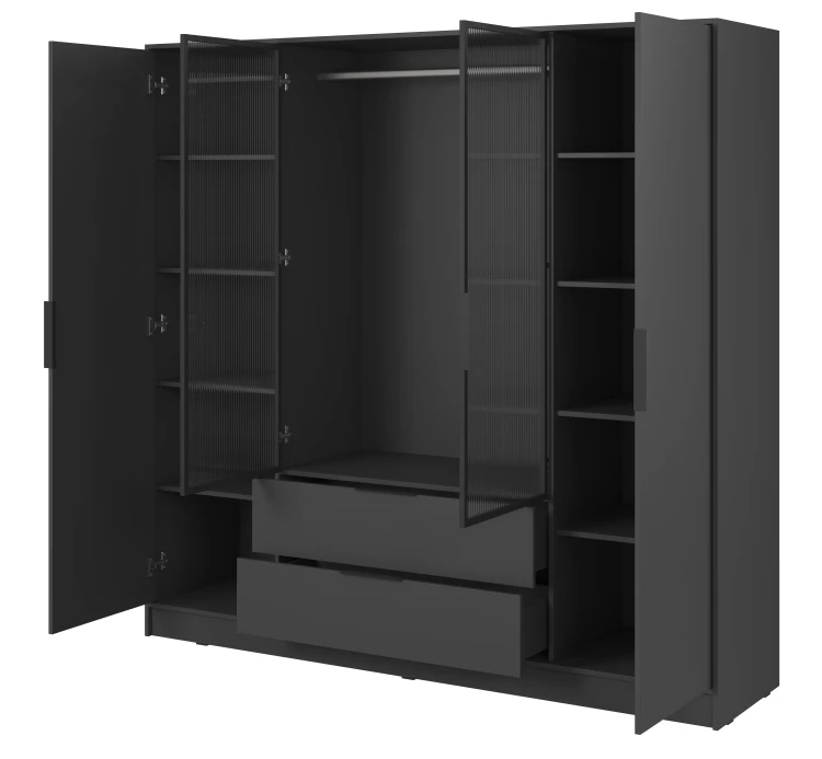 szafa-srodkowe-szklo-ryflowane-drazek-kavio-grafit-206-cm-bok-otwarta.webp