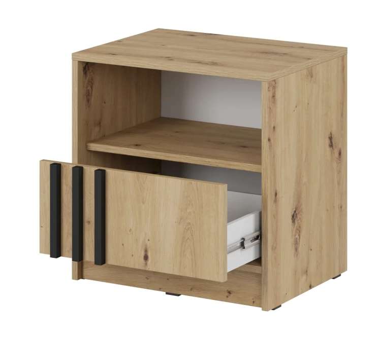stolik-nocny-nuvia-dab-artisan-czarny-51-cm-bok-otwarty.webp