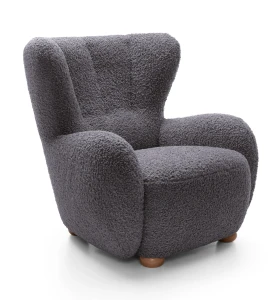 Fotel Calvio grafitowy 88 cm w tkaninie boucle