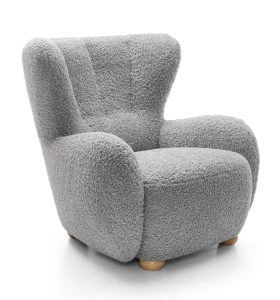 Fotel Calvio szary 88 cm w tkaninie boucle