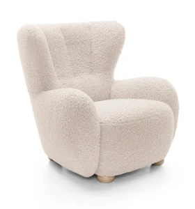 Fotel Calvio kremowy 88 cm w tkaninie boucle