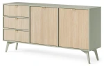 Komoda Flora eukaliptus 158 cm z frontem jodełka scandi