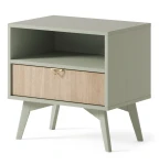 Stolik nocny Flora eukaliptus 54 cm z szufladą scandi