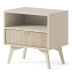 Stolik nocny Flora beż piaskowy 54 cm jodełka scandi