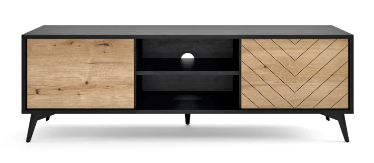 szafka-rtv-154-cm-divero-czarny-grafit-dab-evoke-front.webp