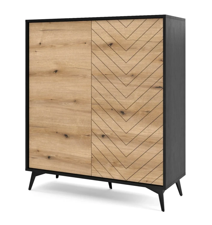 komoda-104-cm-divero-czarny-grafit-dab-evoke-bok .webp