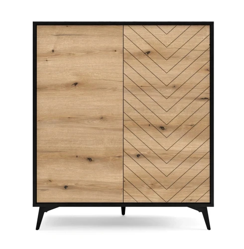 komoda-104-cm-divero-czarny-grafit-dab-evoke-front .webp