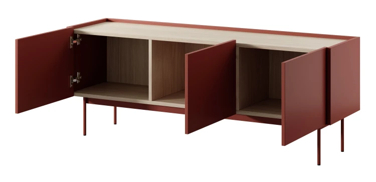 szafka-rtv-covel-ceramic-red-144-cm-dab-linea-bok-otwarta.webp