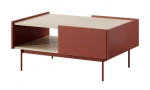 Stolik kawowy Covel ceramiczny czerwony 97 cm z szufladą